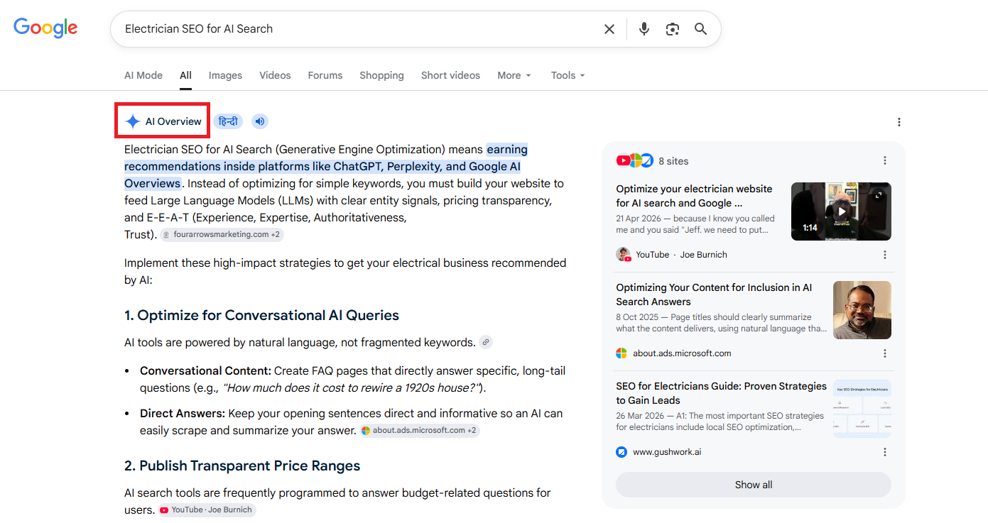 Electrician SEO for AI Search