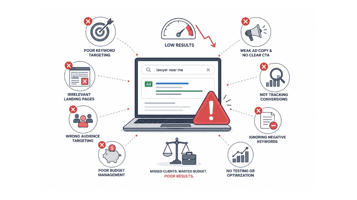 Common PPC marketing for law firms mistakes that kill results