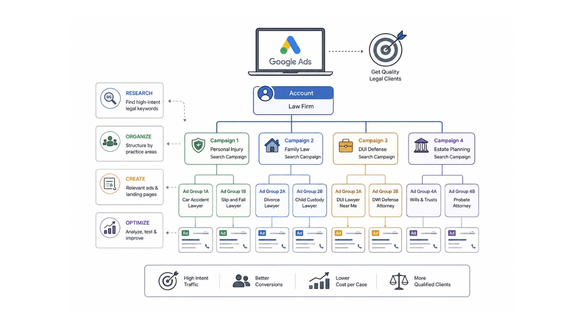 Setting up Google Ads for law firms campaign structure that work
